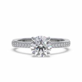 Round Diamond Shoulder Set Diamond Engagement Ring - Diamond Heaven