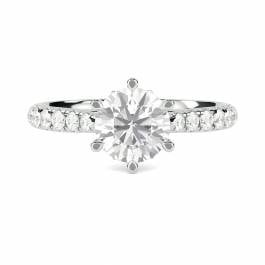 Round Diamond Shoulder Set Ring - Diamond Heaven