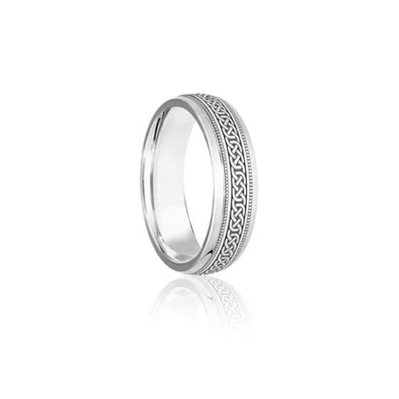 6mm Two Tone Patterned Wedding Ring