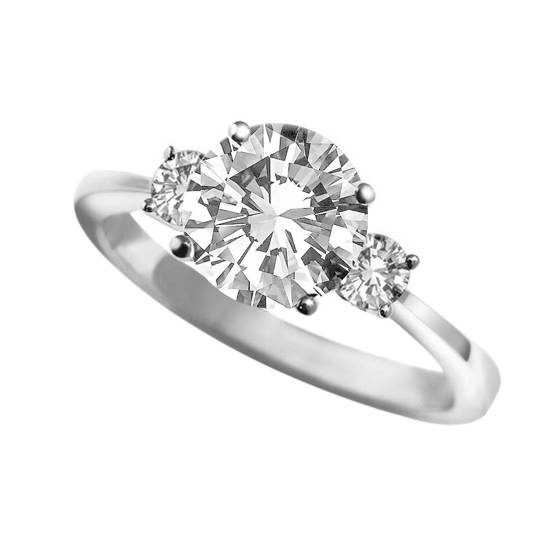 1.40ct SI2/F Unique Round Diamond Trilogy Ring