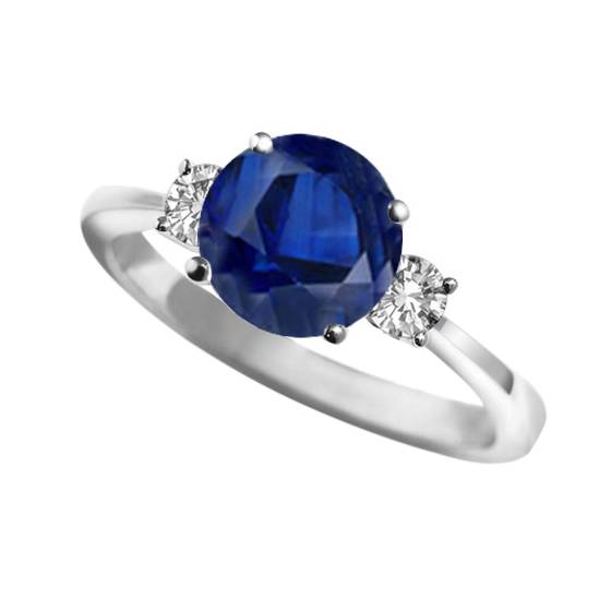 1.00ct VS/E-F Elegant Blue Sapphire and Diamond Trilogy Ring