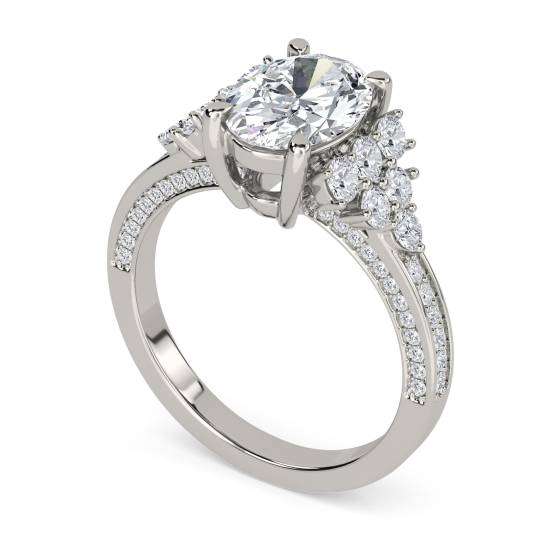 1.60ct SI1/G Oval and Round Diamond Vinntage Ring