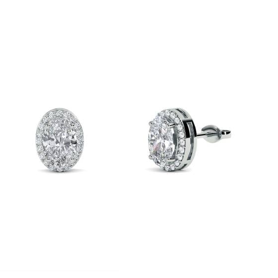 0.33ct VS/F-G Oval Diamond Halo Earrings