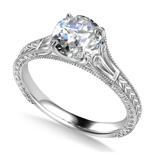 0.90ct SI2/G Round Solitaire Vintage Diamond Ring