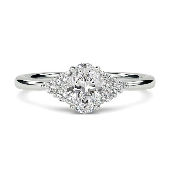 1.00ct VS2/H Oval Diamond Cluster Ring