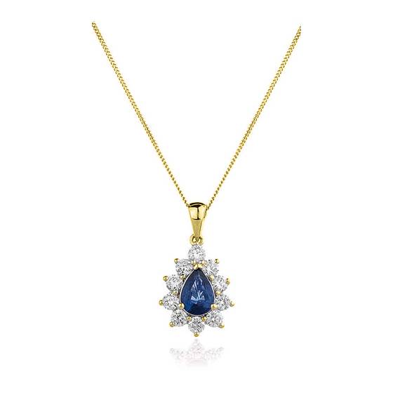 0.80ct VS/E-F Blue Sapphire and Diamond Pendant