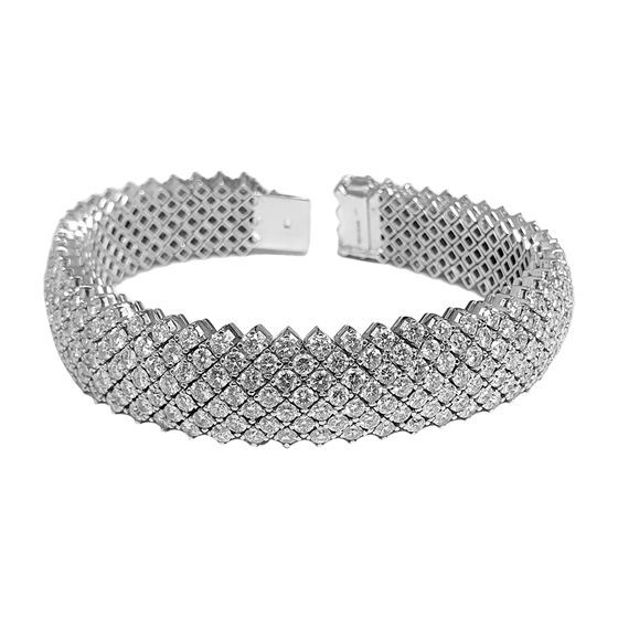 22.00ct VS/E-F Round Cut Designer Tennis Bracelet