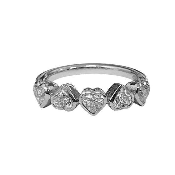 0.96ct VS/F-G Heart Cut 5 Stone Diamond Ring