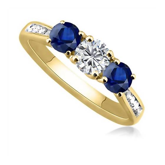 1.25ct SI2/G Blue Sapphire Diamond Ring