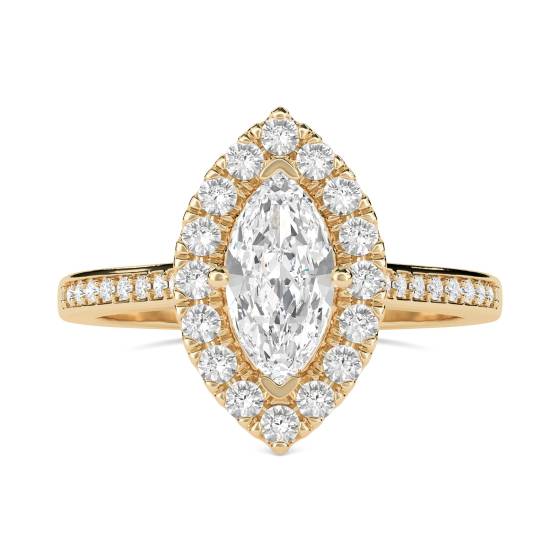 1.22ct SI2/G Marquise Diamond Single Halo Shoulder Set Ring