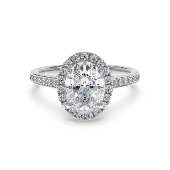 0.82ct SI1/D Oval Halo Shoulder Set Ring