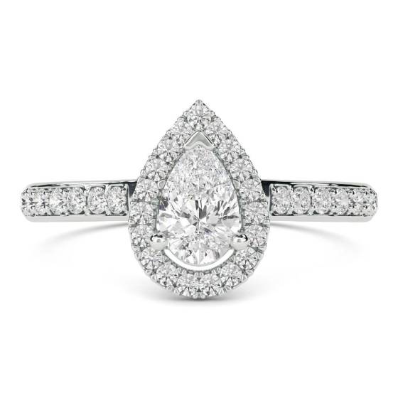 3.01ct IF/E Pear Lab Grown Diamond Single Halo Shoulder Set Ring