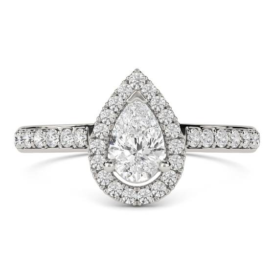 0.30ct VVS1/D Pear Diamond Single Halo Shoulder Set Ring