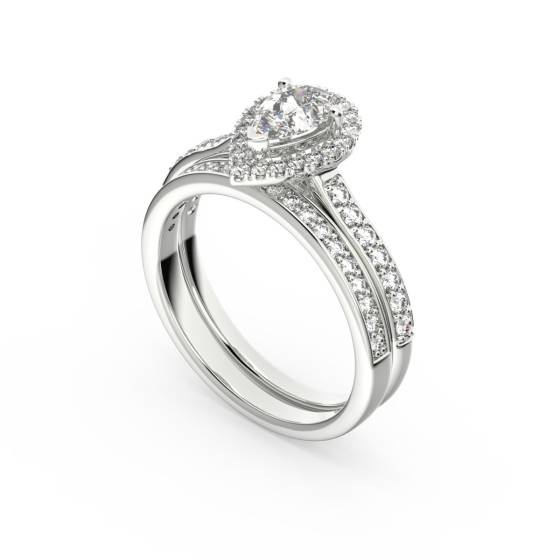 3.01ct IF/E Pear Diamond Bridal Set Ring