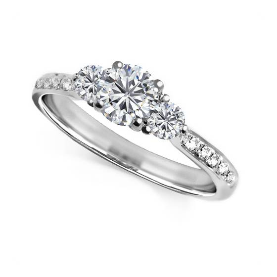 0.75ct I1/H Round Diamond Trilogy Ring