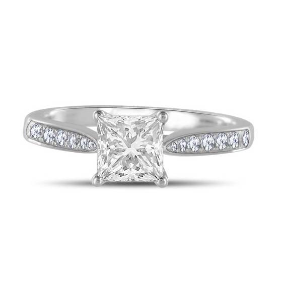 0.75ct VS2/F Princess Diamond Shoulder Set Ring