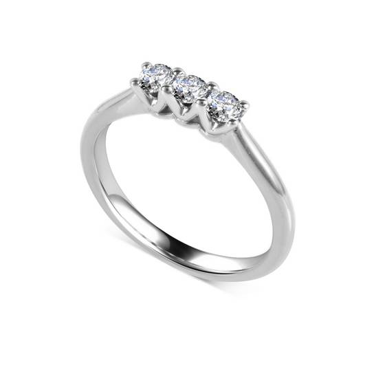 0.30ct VS/E-F Round Diamond Trilogy Ring