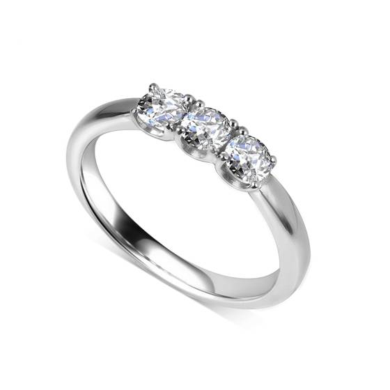 0.30ct VS/E-F Traditional Round Diamond Trilogy Ring