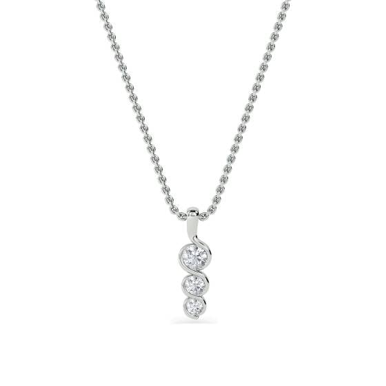 0.75ct VS/F-G Modern Round Diamond Trilogy Pendant