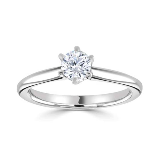 0.71ct SI2/F Round Diamond Solitaire Ring