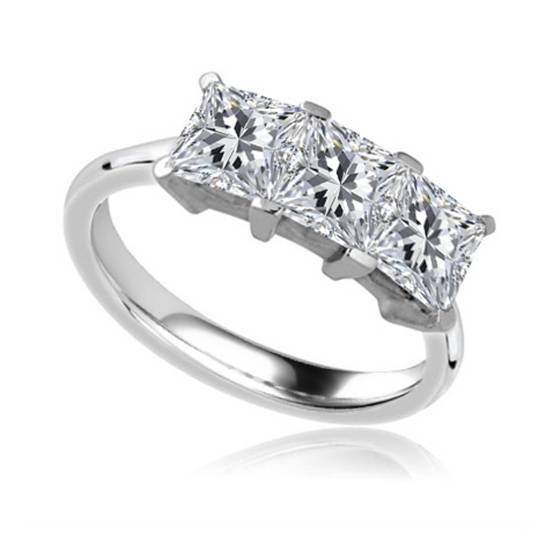 1.00ct VVS2/F Princess Diamond Trilogy Ring