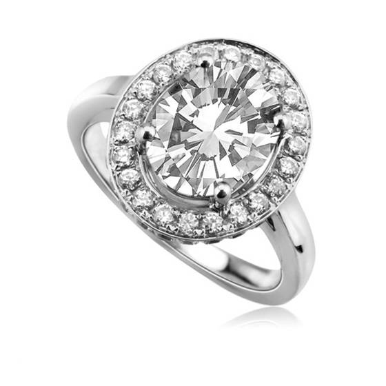 0.80 VS1/F Oval Diamond Single Halo Ring