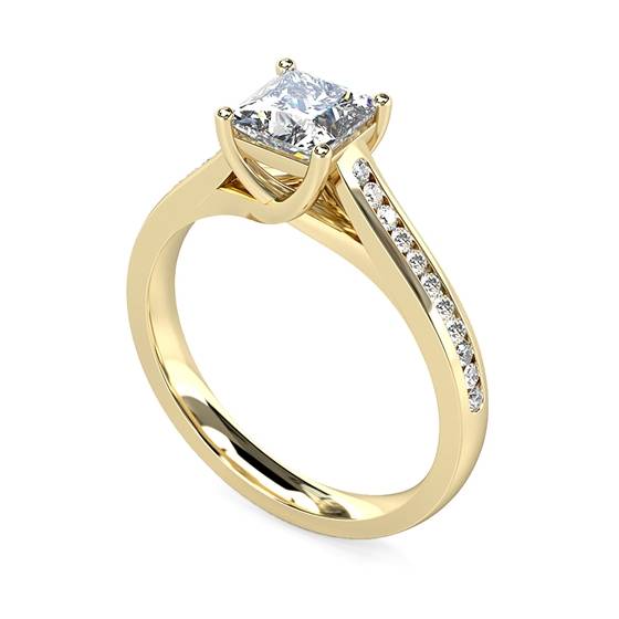 1.25ct I1/G Princess Diamond Shoulder Set Ring