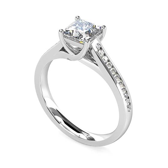 1.25ct SI2/F Princess Diamond Shoulder Set Ring