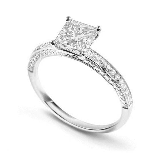 1.30ct SI2/F Unique Princess and Round Diamond Engagement Ring