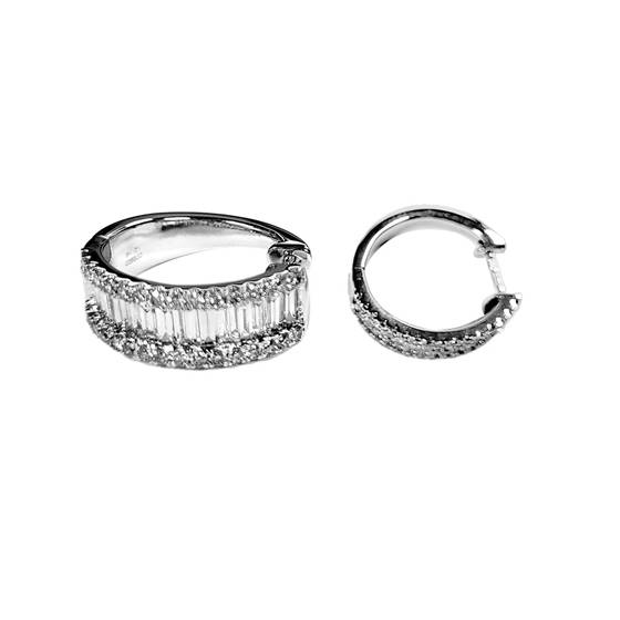 3.26ct VVS/G Round and Baguette Designer Hoop Earrings