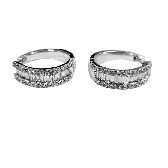 2.58ct VVS/G-H Round and Baguette Designer Hoop Earrings