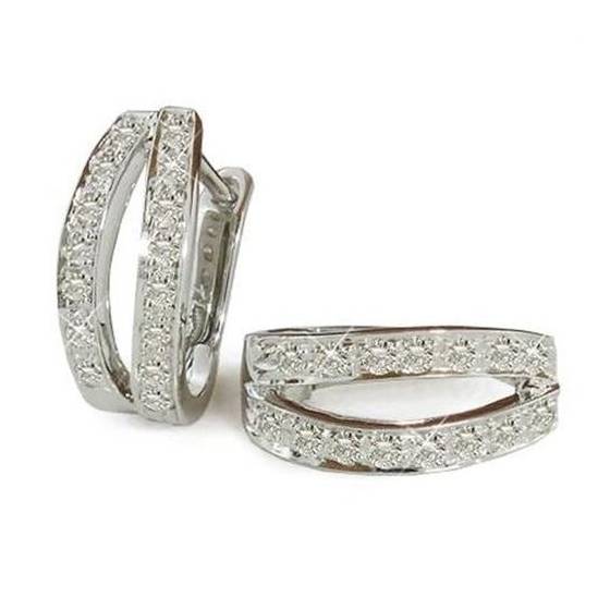 0.36ct SI/F-G Two Line Round Diamond Hoop Earrings