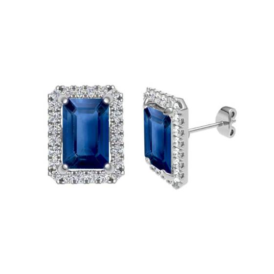 1.30ct VS/E-F Emerald Blue Sapphire Earrings