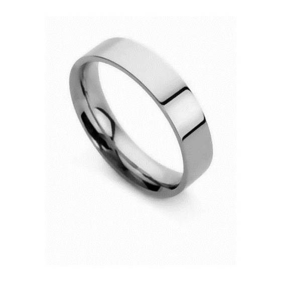 Flat Court Wedding Ring - 5mm width, Thin depth