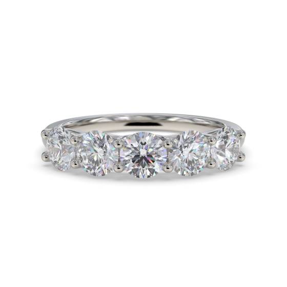 1.00ct SI1/E 5 Stone Round Labgrown Diamond Half Eternity Ring