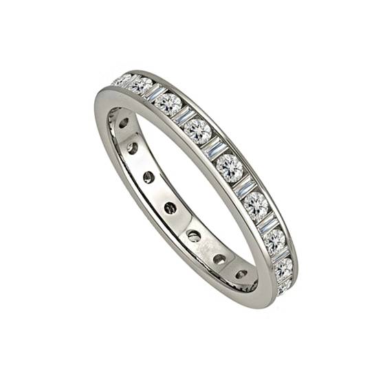 0.75ct VS/F-G Round and Baguette Diamond Eternity Ring