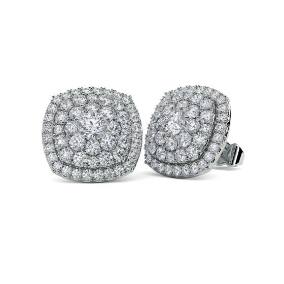 0.69ct VS/F-G Round Diamond Cluster Earrings