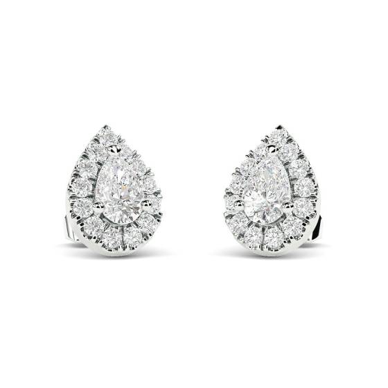 0.60ct VS/F-G Pear Diamond Cluster Earrings