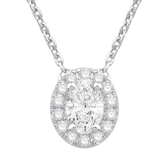 0.54ct VS/F-G Oval Diamond Halo Pendant