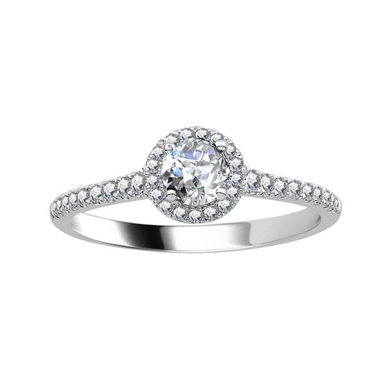 0.50ct VS/E-F Petite Round Diamond Halo Ring