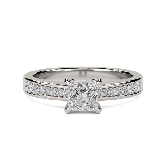 0.50ct VS/E-F Petite Princess Diamond Shoulder Set Ring