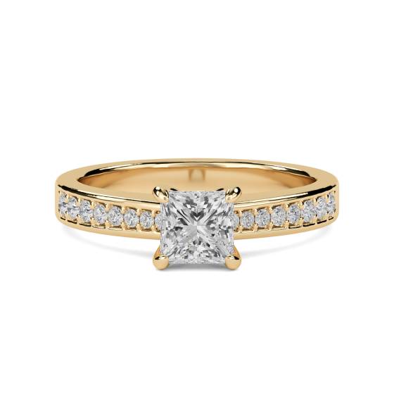 0.55ct VS/E-F Princess Diamond Shoulder Set Engagement Ring