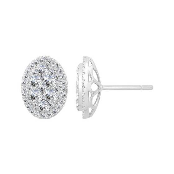 1.00ct VS/E-F Round Labgrown Diamond Cluster Earrings