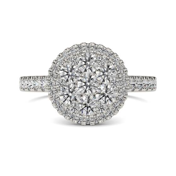 1.02ct VS/E-F Elegant Round Diamond Cluster Ring