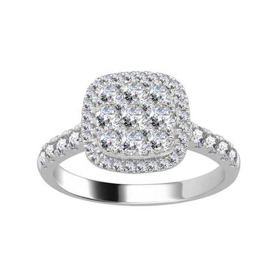 1.02ct VS/E-F Round Diamond Cluster Rings