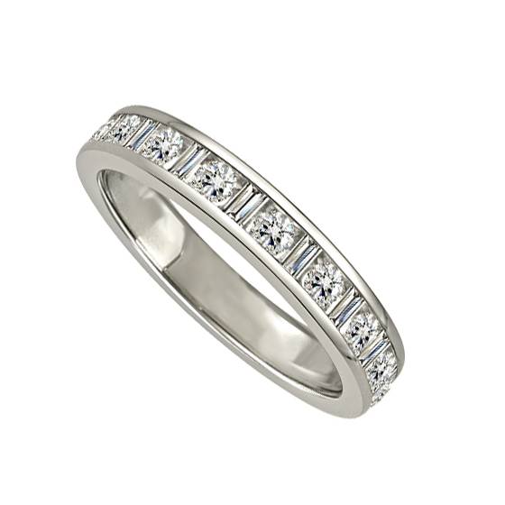 0.27ct VS/E-F Round Diamond and Baguette Eternity Ring