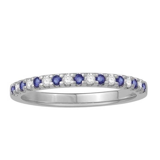 0.18ct VS/E-F 2mm Blue Sapphire and Diamond Eternity Ring