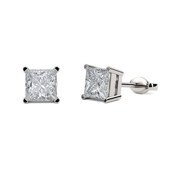 0.62ct SI/F-G Traditional Princess Diamond Stud Earrings