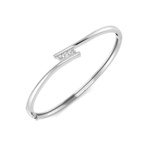 0.36ct SI2/G Round cut Diamonds 3 Stone Bangle in 9k White Gold