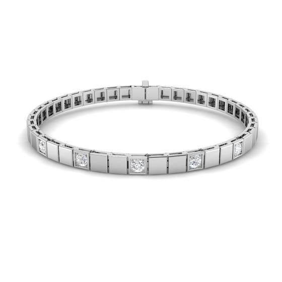 0.48ct SI1/G Round cut Diamonds Tennis Bracelet in 18k White Gold